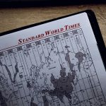 Standard world times title in diary with illustration