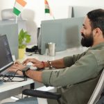 software developer working in modern office space